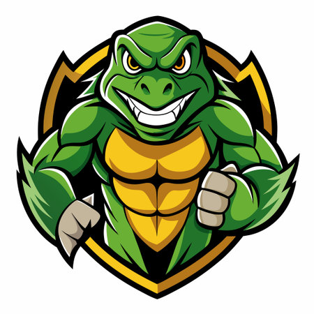 Agile Snapping Turtle Sports Mascot Vector Logo Illustrating Strength and Speedのイラスト素材