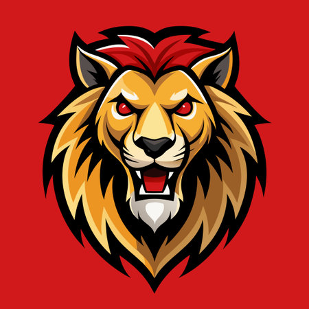 Fierce and Wild Lion Mascot Logo Design with Minimalist Vector Styleのイラスト素材