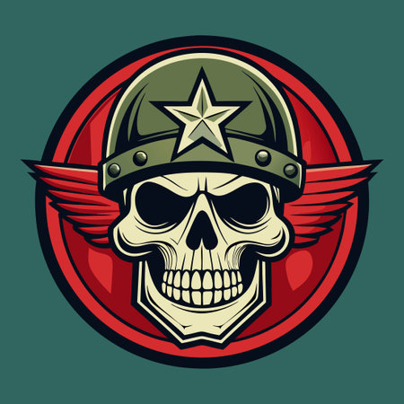 Fierce Skull Logo: A Symbol of Military Honor and Strengthのイラスト素材