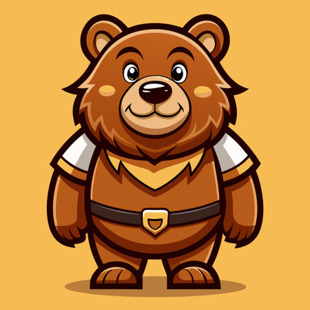 Set of Cute Brown Bear Mascots with Different Poses and Expressionsのイラスト素材