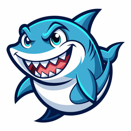 Friendly Cartoon Shark Character Mascot Designed for Fun and Excitementのイラスト素材