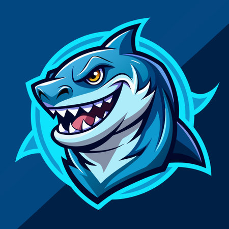 Fierce and Gaming-Ready Shark Mascot Logo for Streamers and Gamersのイラスト素材