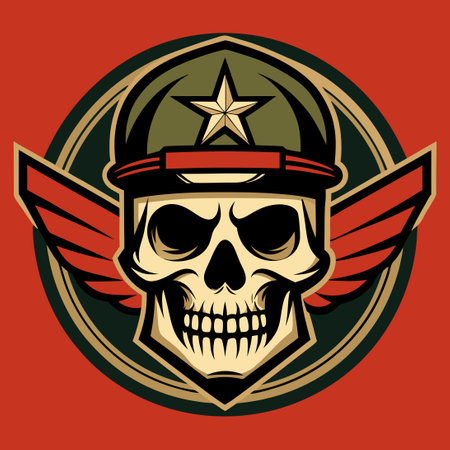 High-Resolution Military Skull Vector Illustration for Design Projectsのイラスト素材