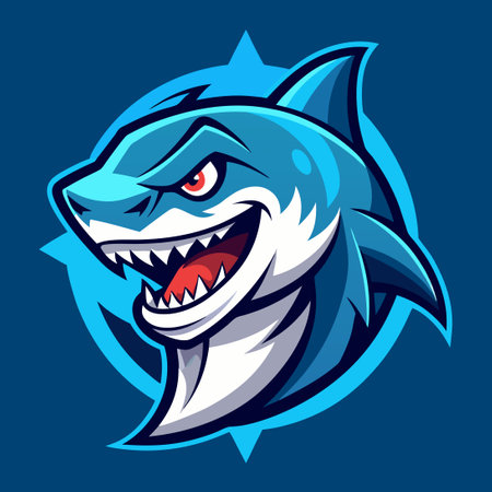 Fierce Shark Mascot Embodies Esports Spirit and Determinationのイラスト素材