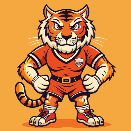 Vintage Tiger Sport Mascots with Hand-Drawn Detailのイラスト素材
