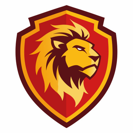 Majestic Lion King Shield Logo Vector Silhouette with Crownのイラスト素材