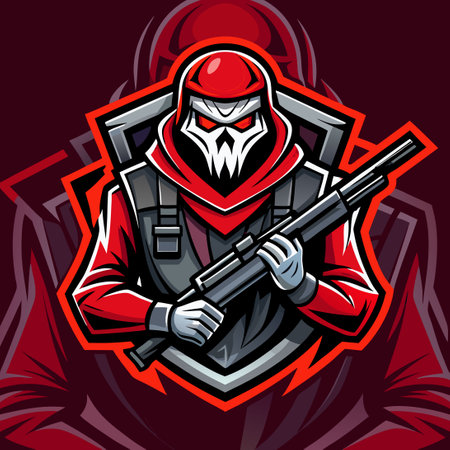 Sniper Mascot Logo Design Template for Esportsのイラスト素材