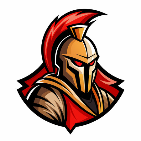 Fierce and Majestic Spartan Warrior Knight Emblemのイラスト素材