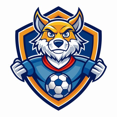 Lively Soccer Mascot Logo with a Football for Sport Enthusiastsのイラスト素材