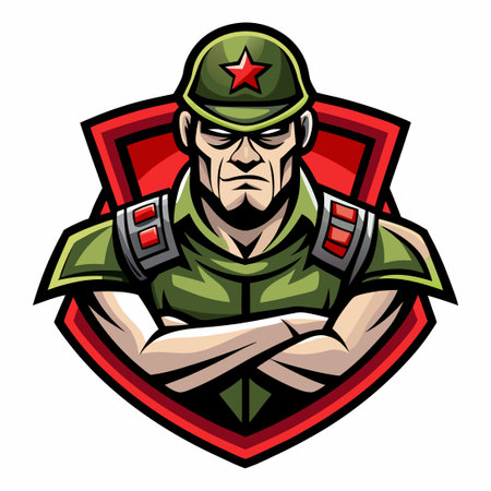 Patriotic Soldier Mascot Logo Illustrating Pride and Courageのイラスト素材