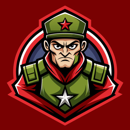 Patriotic Soldier Mascot Logo Illustration Depicting Strength and Dutyのイラスト素材