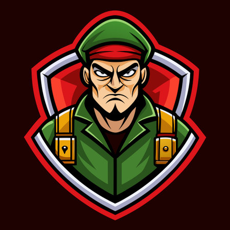 Mascot illustration of a ninja warrior with hood and bulletproof vest viewed from front on isolated background.のイラスト素材