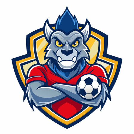 Energetic Soccer Mascot Character Logo Adorned with Sports Accessoriesのイラスト素材
