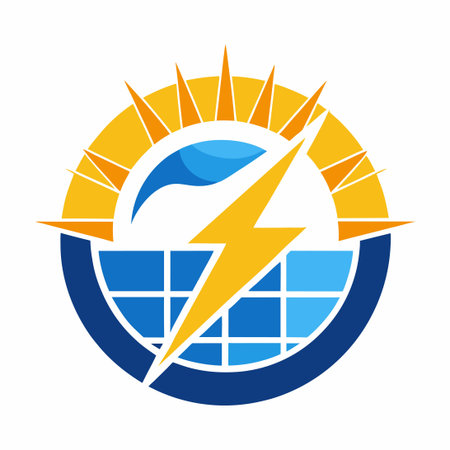 Solar Power: Electric Energy Logo with Comb Designのイラスト素材