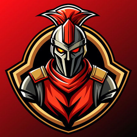 Esports Spartan Knight Mascot Logo with Sword and Shieldのイラスト素材