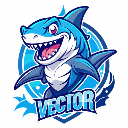 Mighty Hammerhead Shark Graphic Tee Print Mascot Design for Merchandiseのイラスト素材