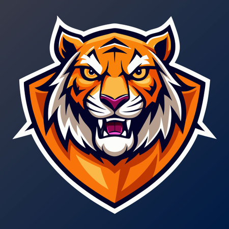 Modern and Illustrative Vector Logo Featuring a Tiger Mascotのイラスト素材