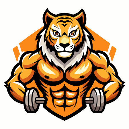 Energetic Tiger Mascot for Fitness Logo Vector Iconのイラスト素材