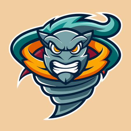 Modern and Illustrative Tornado Mascot Logo with Swirling Tornado and Dynamic Colorsのイラスト素材