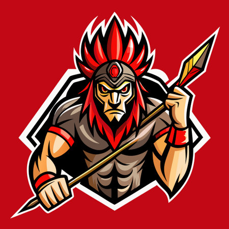 Modern Illustrative Vector Mascot Logo Depicting a Tribeのイラスト素材