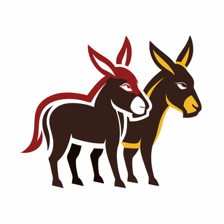 Vector Illustration of Twin Donkeys Forming a Logoのイラスト素材