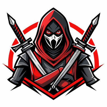 Epic Vector Assassin Wielding Two Swords for Exhilarating Esports Gaming Matchesのイラスト素材