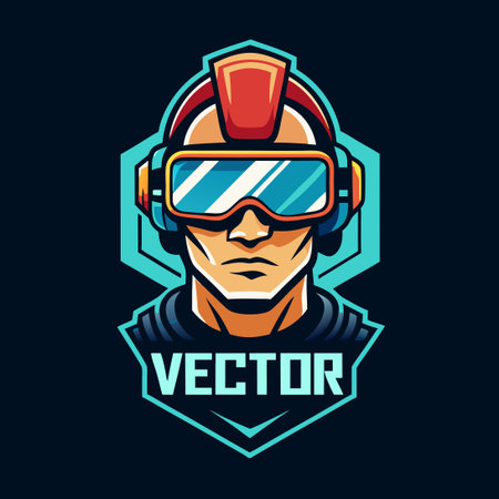 Futuristic Vector Man Head in Virtual Reality Headsetのイラスト素材