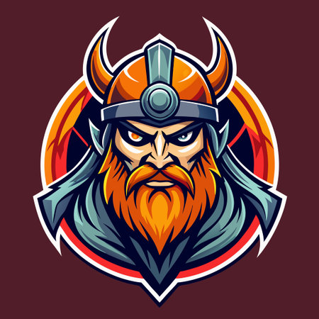Modern Viking Mascot Logo Vector with Abstract Elementsのイラスト素材