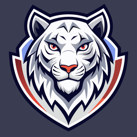White Tiger Mascot Head Logo Animal for Company Branding and Sports Iconsのイラスト素材