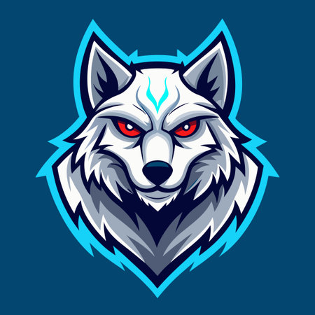 White Wolves Esports Logo: Fierce and Menacing Wolf Headのイラスト素材
