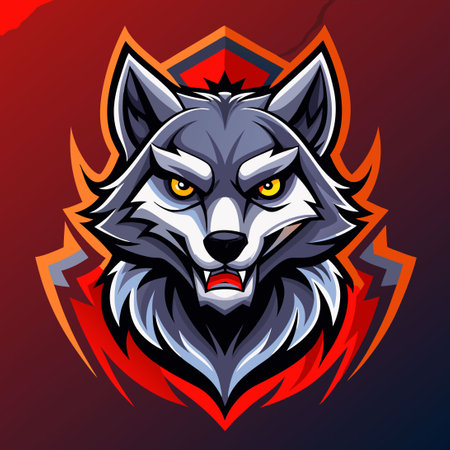 Fierce and Determined: Wolf Mascot Esport Logo Illustration for Empowered Gaming Teamsのイラスト素材