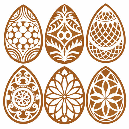 Intricate Easter Egg Openwork Templates for Laser Cutting or Etchingのイラスト素材