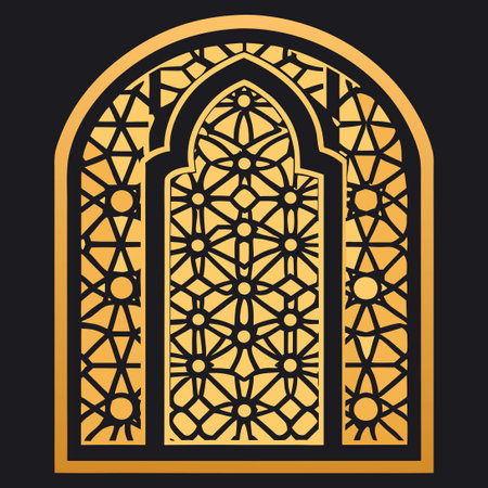 Intricate Laser-Cut Arabic Window Grill Designs for Traditional and Modern Homesのイラスト素材