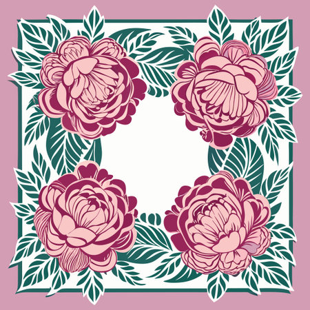 Intricate Laser Cut Peony Floral Frame Card Patterns for DIY Projectsのイラスト素材