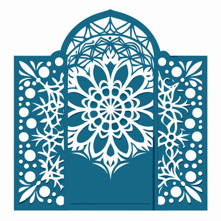 Intricate Laser Cut Ornamental Panel Templates Featuring Detailed Peace Symbolsのイラスト素材