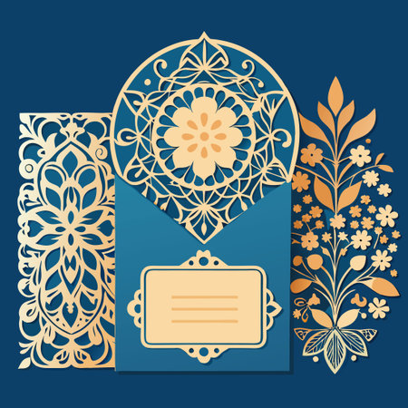 Elegant Laser Cut Wedding Invitation Templates with Belly Bandのイラスト素材