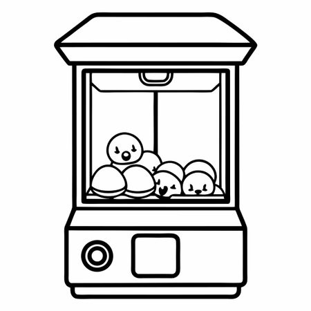 Vector Illustration of a Bright and Vibrant Arcade-Style Claw Machine Iconのイラスト素材