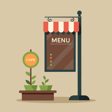 Long and Modern Menu Display Sign in a Cozy Cafe Interiorのイラスト素材