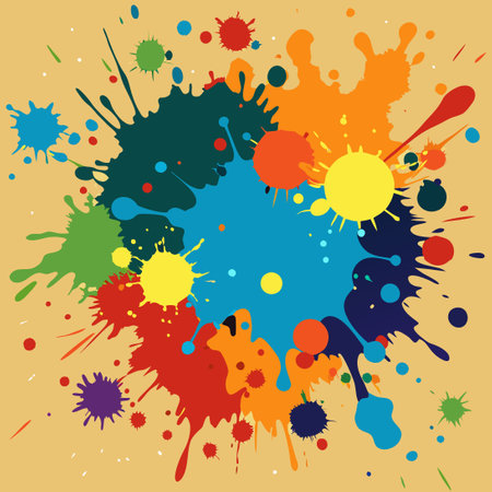 Abstract Grunge Background Adorned with Vibrant Paint Splatsのイラスト素材