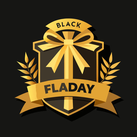 Eye-Catching Black Friday Sale Banner with Gold Ribbons and Edgingのイラスト素材