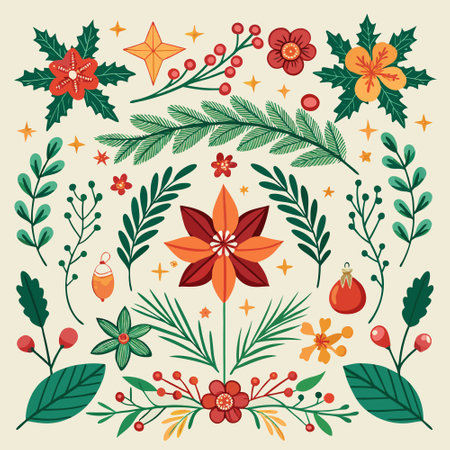 Collection of Decorative Christmas Borders Featuring Hand-Drawn Elementsのイラスト素材