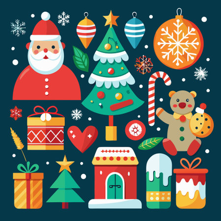 Festive Christmas Collection Embellished with Traditional Seasonal Elementsのイラスト素材