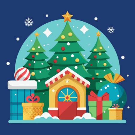 Festive Christmas Holiday Greeting Card Mockup with Warm Sentimentsのイラスト素材