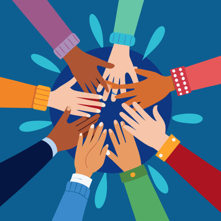 A Close-Up of Diverse Hands United in Unity and Supportのイラスト素材
