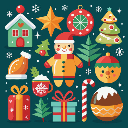 Enchanting Collection of Festive Christmas Elements for Season's Greetingsのイラスト素材