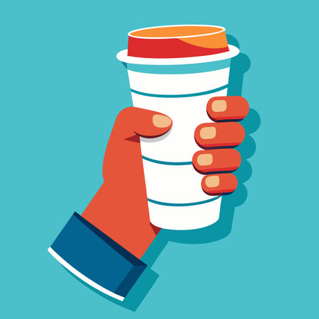 Intricate Artwork Depicting a Hand Clutching a Paper Cupのイラスト素材