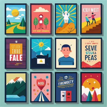 Collection of Inspirational and Motivational Posters for Success and Growthのイラスト素材