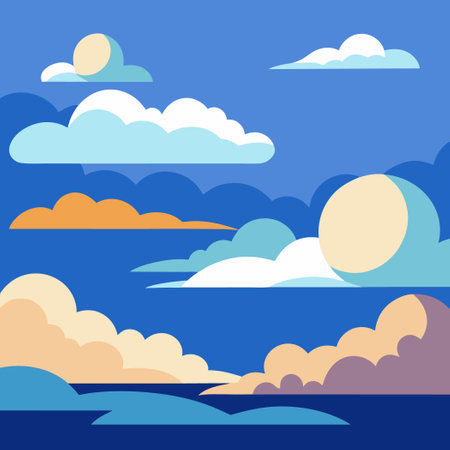 Majestic Cloudscape of Azure Skies and Gossamer Formations (3)のイラスト素材