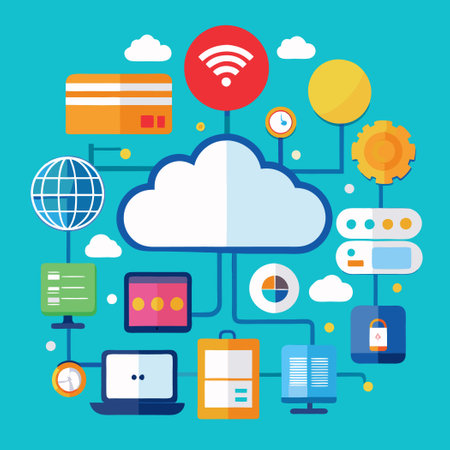 Cloud Storage Enhances Business Networks with Secure and Scalable Data Managementのイラスト素材