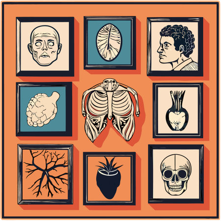 Framed Collection of Sketched Human Body Partsのイラスト素材